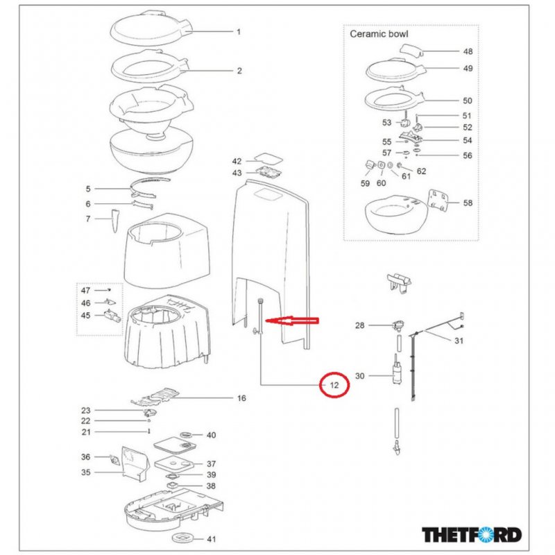 Thetford C250/C260 Dräneringsslang med plugg