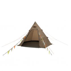 Easy Camp Otra Tipi uppställt och redo – den öppna dörren bjuder in till en rymlig och bekväm vistelse i naturen.