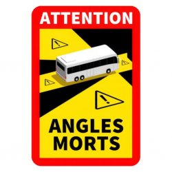 Klistermärke med Angles Morts enligt krav i Frankrike.