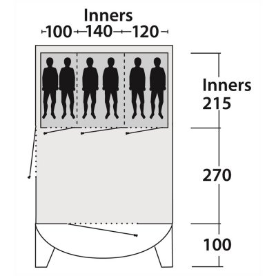 Planlösning för Outwell Whitecove 6 2017 Familjetält