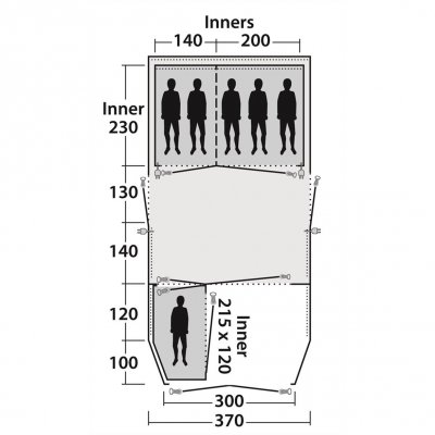 Planlösning för familjetältet Outwell Vermont 6P