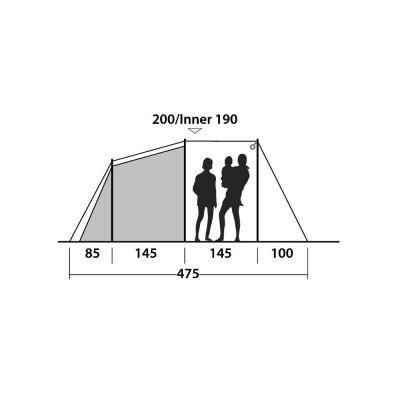 Höjdskiss för Campingtält Outwell Dash 5