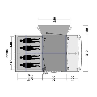 Planlösning Outwell Jonesville 450SA Biltält.