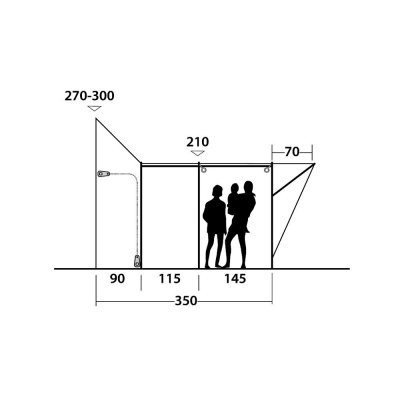 Höjdskiss Outwell Newburg 260 Husbilstält 270-300 cm.