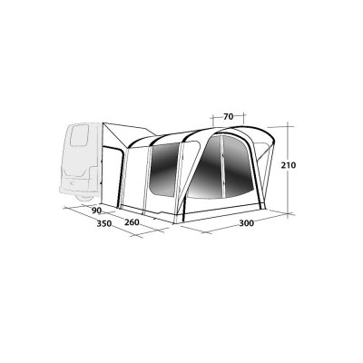 Måttskiss Outwell Newburg 260 Husbilstält 270-300 cm