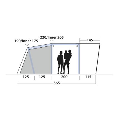 Höjdskiss Outwell Roseville 6SA familjetält