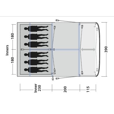 Planlösning Outwell Roseville 6SA familjetält