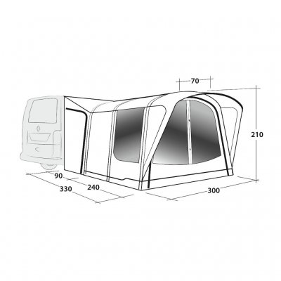 Outwell Newburg 240 Air Biltält 175 - 200 cm måttskiss