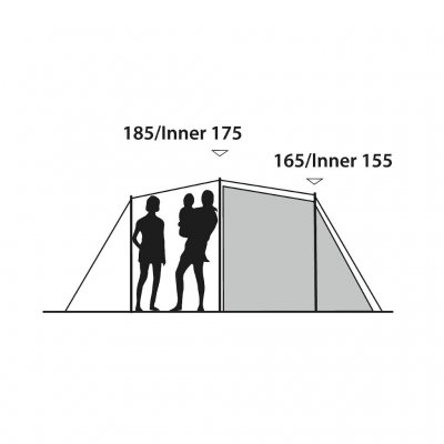 Höjdskiss för 5-personers campingtältet Outwell Earth 5.