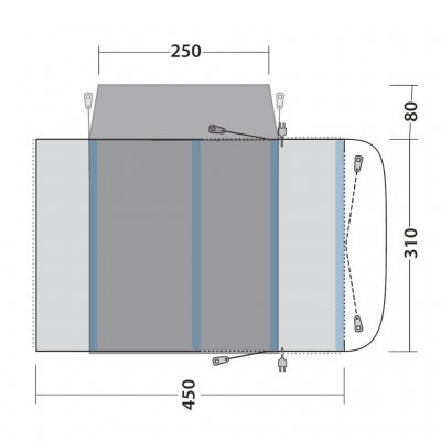 Outwell Wolfburg 450 Air Husbilstält 240-270 cm planlösning