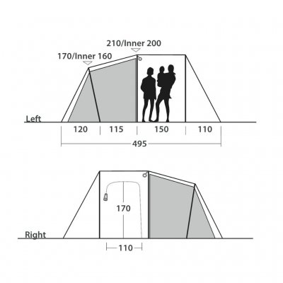 Takhöjd för tältet Outwell Nevada 4