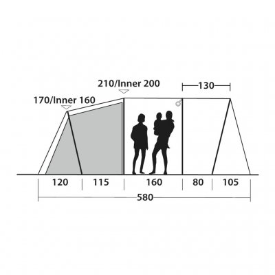 Höjdskiss för Campingtält Outwell Rockwell 4