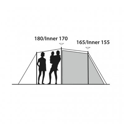 Höjdskiss för 5-personers campingtältet Outwell Earth 5.