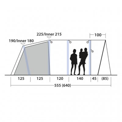 Höjdmått för familjetältet Outwell Florida 5 Air.