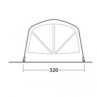 Skiss för framsidan till familjetältet Outwell Florida 5 Air