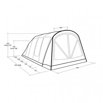 Mått för familjetältet Outwell Florida 5 Air