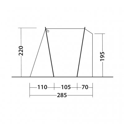 Mått för anslutning mot bilen för Outwell Dunecrest L