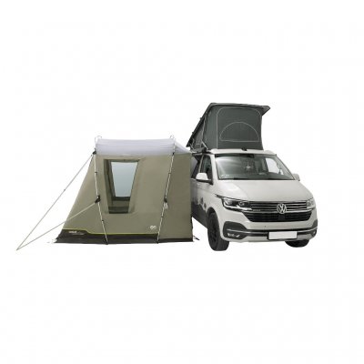 Fristående tält som är enkel att koppla loss och lämna på campingplatsen