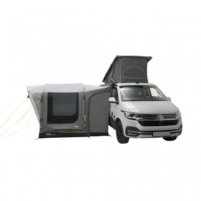 Praktiskt biltält med två dörrar på vardera sida av slussen