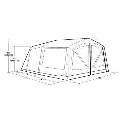 Mått för familjetältet Outwell Maryland 5 Air