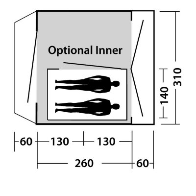 Måttskiss för innertältet till Easy Camp Wimberly