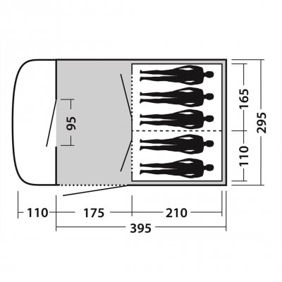 Planlösning för familjetältet Easy Camp Palmdale 500