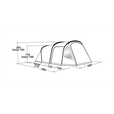 Måttskiss för familjetältet Easy Camp Base Air 500