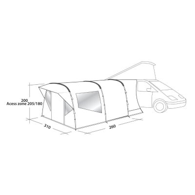Måttskiss för biltältet Easy Camp Wimberly