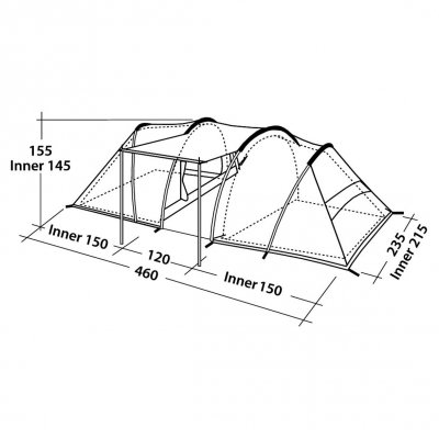 Måttskiss för tältet Robens Green Castle