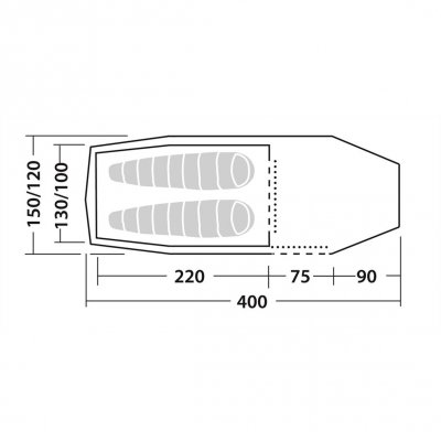Planlösning Robens Voyager 2EX tält.