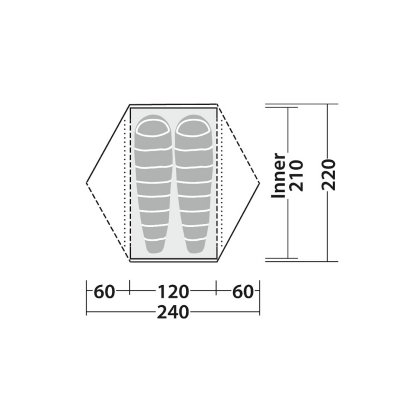 Planlösning för Robens Boulder 2 2-personers kupoltält