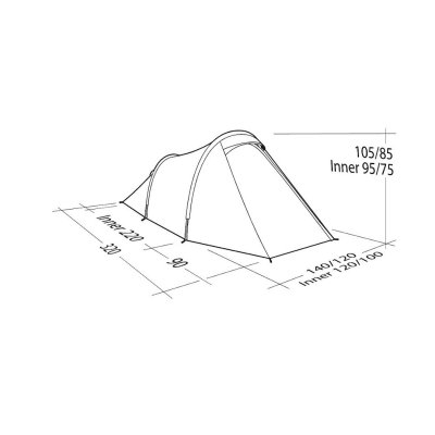 Måttskiss för tältet Robens Arch 2