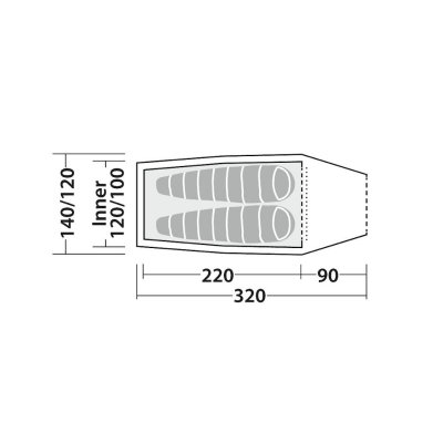 Planlösning för 2-personerstältet Robens Arch 2