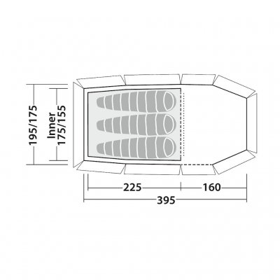 Måttskiss för Robens Nordic lynx 3 friluftstält