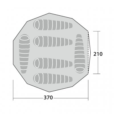 Planlösning för Robens Settler Field 6-personers tältkåta