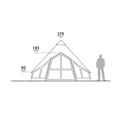 Måttskiss för Robens Settler Field 6-personers tältkåta