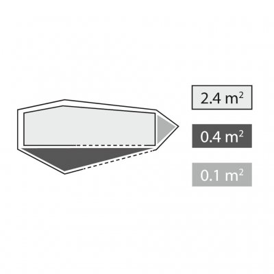 Sovkabin med lagringfack i fotändan på friluftstältet Robens Cress 1 Pro 1-personerstält.