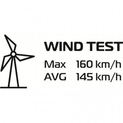 Tältet är testat för att klara vindar på upp till 160 km/h.
