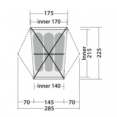 Planlösning för Robens Seeker 3 LW kupoltält