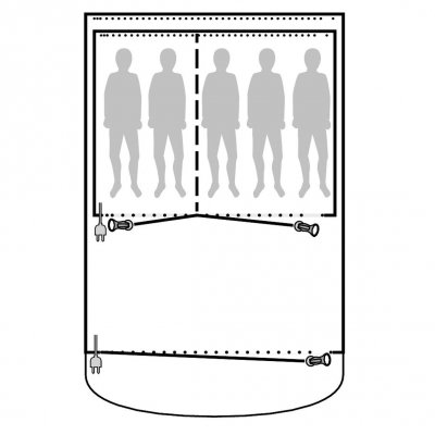 Mattan täcker hela familjetältets allrum.