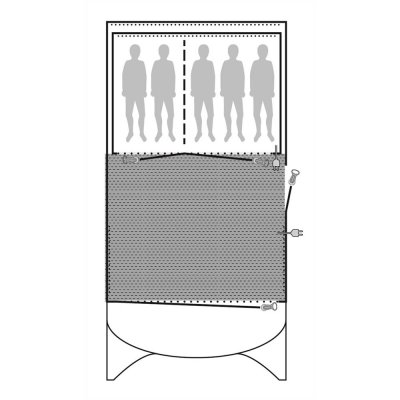 Mattan täcker hela familjetältets allrum.