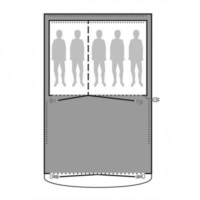 Golvskyddet ligger under hela familjetältet och skyddar mot väta, smuts och slitage.