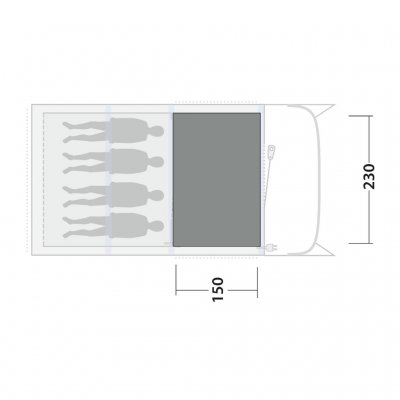 Tältmattan täcker hela allrummet för familjetältet Outwell Monterey 4