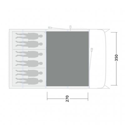 Tältmattan täcker hela allrummet för familjetältet Outwell Lowa / Boston 5 Air