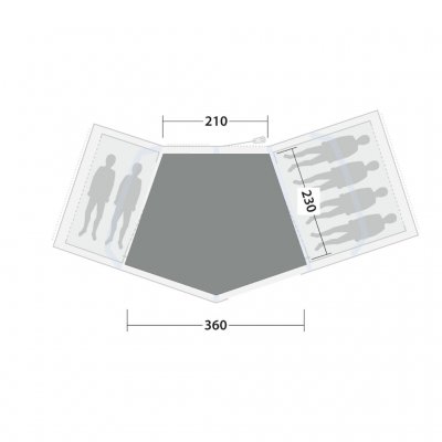 Tältmattan täcker hela allrummet för familjetältet Outwell Hartford 6 Air