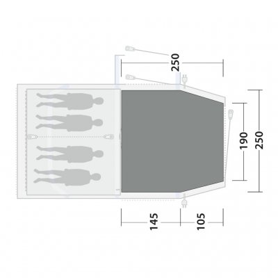 Tältmattan täcker hela allrummet för familjetältet Outwell Montana 4 Air