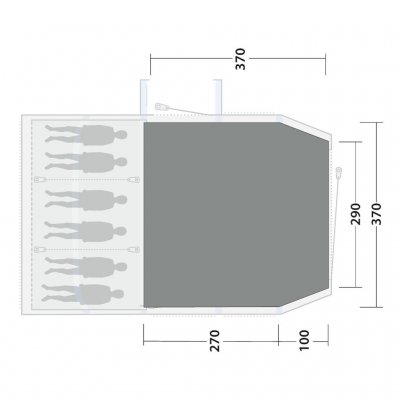Tältmattan täcker hela allrummet för familjetältet Outwell Montana 6 Air