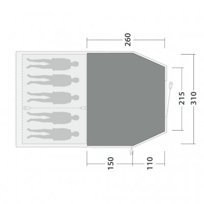 Tältmattan täcker hela allrummet för familjetältet Outwell Nevada 5