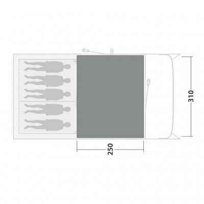 Tältmattan täcker hela allrummet för familjetältet Outwell Denver 5 / Ohio 5 TC