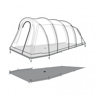 Golvskyddet placeras under tältet.